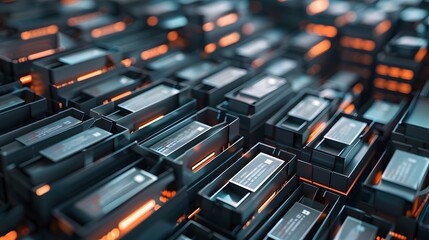 Poster - A sophisticated, layered storage system with files organized in a complex, visually engaging structure, featuring different file system types like NTFS, ext4, and FAT32