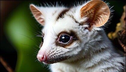 Wall Mural - Close-up of a female albino sugar glider showcasing delicate features and vibrant eyes