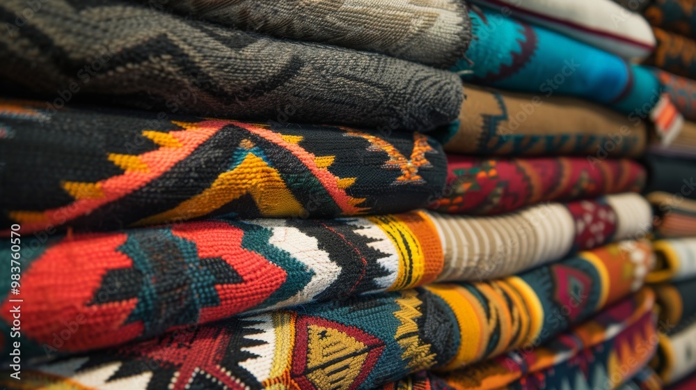 An illustrated collection of traditional Native American textiles with ...