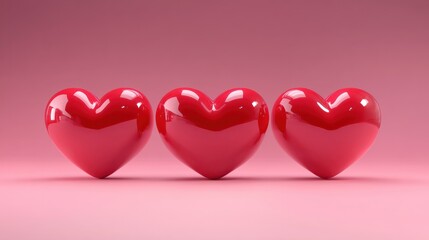 Valentine concept set 3d red heart object isolated on pink background for graphic decorate. 3d render illustation with object clipping path. transparent background