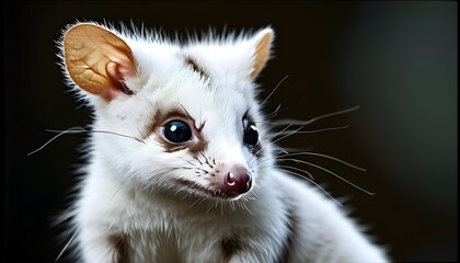 Wall Mural - Close-up of a female albino sugar glider showcasing delicate features and vibrant eyes