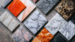 © Kraiwit - Marble and stone tile samples, arranged to display vibrant hues and natural veining patterns