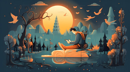 Poet games Illustration Flat Vector