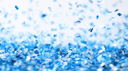 Wall Mural - Abstract shiny background with blue glitter. Scattered confetti sparkles with light blue pastel color. transparent background