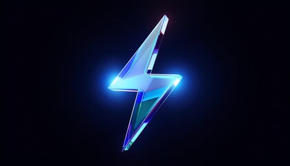 Poster - A shiny blue lightning bolt logo emits a vibrant glow against a dark background, symbolizing energy and power.