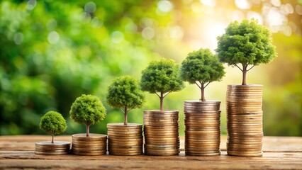 Financial growth, profit increase, investments, and sustainable business development concept stock photo