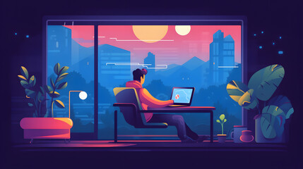 Wall Mural - Programmer games Illustration Flat Vector