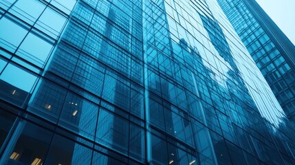 A modern skyscraper with reflective glass surfaces showcasing urban architecture.