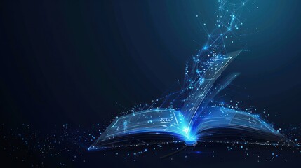 Poster - Glowing Open Book with Digital Magic