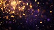© Johannes - Gold and dark violet Fireworks and bokeh in New Year eve and copy space. Abstract background holiday . AI generative.