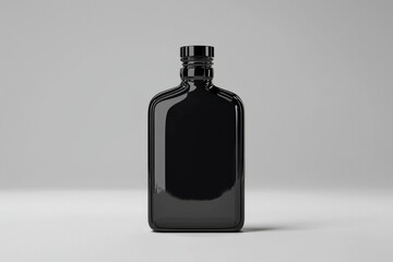 Canvas Print - A Black Glass Bottle with a Shiny Finish