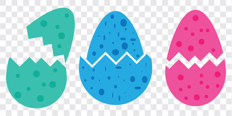 Poster - Easter eggs icons set. Cracked egg, speckled egg and plain. EPS 10.