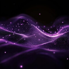 Wall Mural - Digital purple particles wave and light abstract background with shining dots stars. --v 6.1 Job ID: 48b61afc-9a93-4e1b-ac30-ca8147101c20