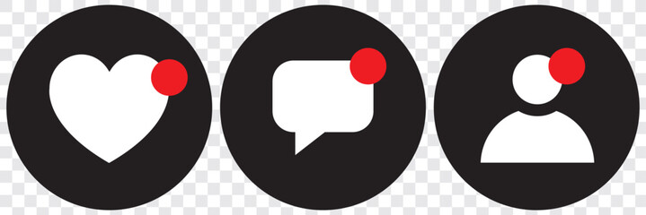 Poster - Set Of Simple Social media notification icon set. Flat icons notification, like, share, follow, view and chat symbol. EPS 10.