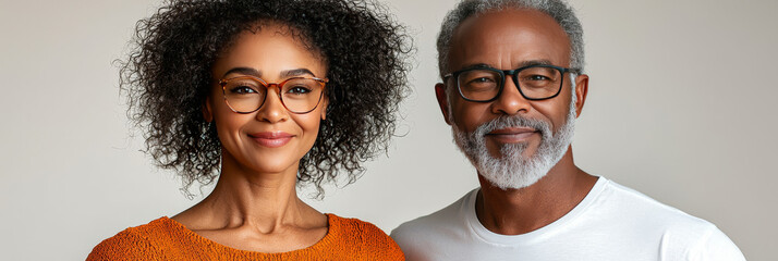 Wall Mural - Smiling couple wearing glasses.