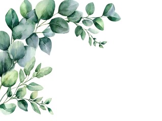 Wall Mural - Watercolor eucalyptus leaf isolated on white background