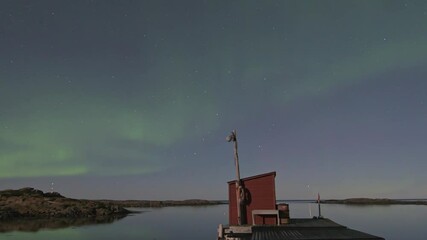 Wall Mural - Northern Lights, Aurora Borealis in Norway Night Sky