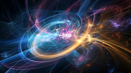 Poster - abstract digital art depicting energy and light. it features a vibrant mix of colors, glowing textur