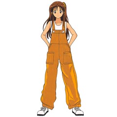 Sticker - Anime girl in orange overalls.