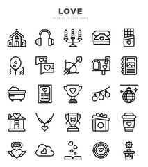 Wall Mural - Love Icons Pack Lineal Style. Vector illustration.