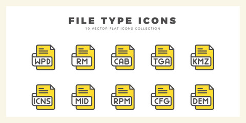 Sticker - 10 File Type Two Color icon pack. vector illustration.