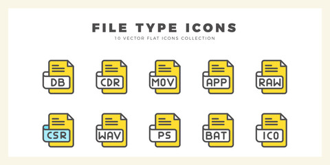 Sticker - 10 File Type Two Color icon pack. vector illustration.