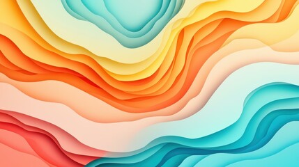 Canvas Print - Explore a vibrant 3D abstract background featuring colorful paper cut shapes and a minimalistic design aesthetic.