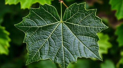 Wall Mural - Close-up of a Vibrant Green Leaf with Intricate Veins.