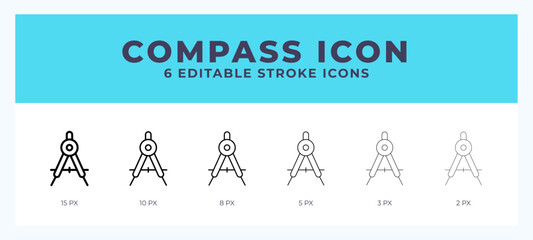 Canvas Print - Compass line icon for websites and apps. Vector illustration with editable stroke.