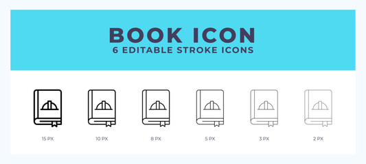 Canvas Print - Book icon symbol. Outline. Lineal icon with editable stroke.