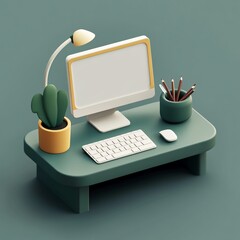 Wall Mural - 3D Desk Icon: Place to Reclaim Lost Items Illustration Logo