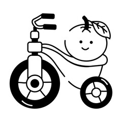 Sticker - Doodle style icon of children cycle  