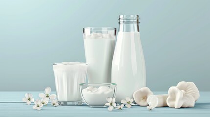 Fresh & Pure: Vector Milk Glass and Bottle Designs for Beverage Concepts