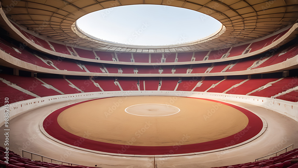 Bullfighting Building A Round empty bullfight arena stadium with wide perspective. bullring ...