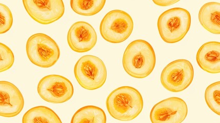 Slices of Bright Yellow Citrus on Light Background