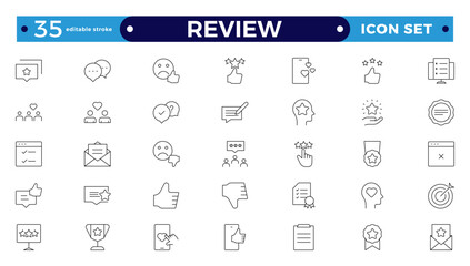 review ,feedback, testimonial, customer thin line icons for website marketing design, logo, app, tem