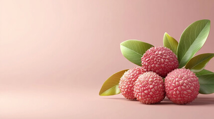 Wall Mural - Lychee with leaves tropical fruit