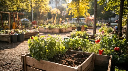 Poster - Lush Organic Vegetable Garden in Autumn Woodland