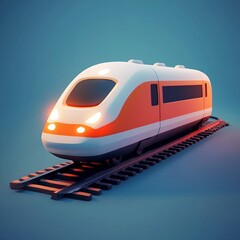 Wall Mural - 3D Train Icon: High Speed Rail Transport Illustration Logo