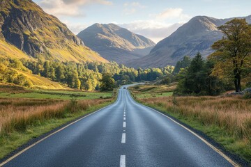 Wall Mural - Winding Road Through a Mountain Valley with Lush Green Foliage