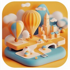 Poster - 3D Tour Icon: Guided Exploration in VR Illustration Logo