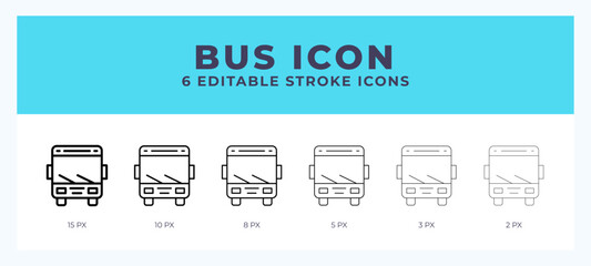 Wall Mural - Bus icon. Editable stroke line icon vector illustration.