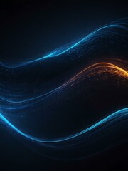 Poster - Dark blue abstract background with glowing waves.