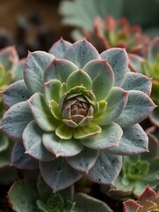 Canvas Print - Delicate Echeveria plant with soft petals.