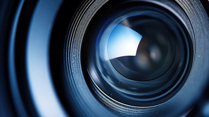 Poster - Close-up shot of a DSLR lens aperture with colored highlights.