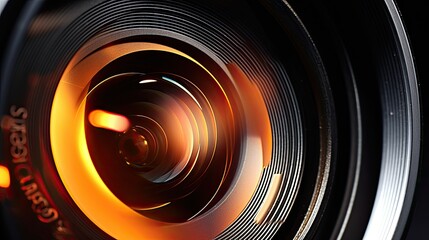 Poster - Close-up shot of a DSLR lens aperture with colored highlights.
