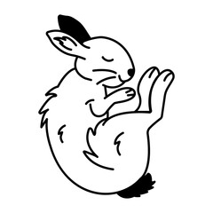 Sticker - A doodle icon of relaxing rabbit 