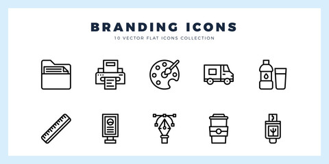 Sticker - 10 Branding Lineal icons pack. vector illustration.