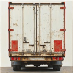 Red Trailer: A stark and minimalist photograph of a red trailer, isolated against a white background, captures the essence of industrial design and the allure of the open road. The rusty details and i