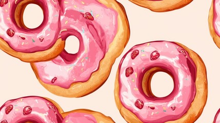 Wall Mural - Seamless pattern featuring donuts a popular treat for a festive holiday celebration